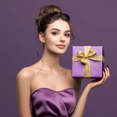 Elegant Woman with Gift