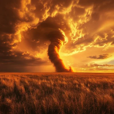 Twisting Tornado at Sunset