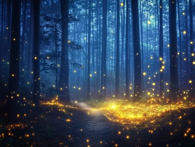 Glowing Fireflies in the Forest