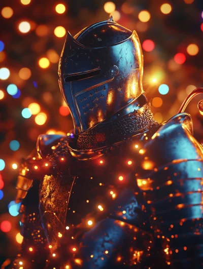 Knight Suit with Christmas Lights