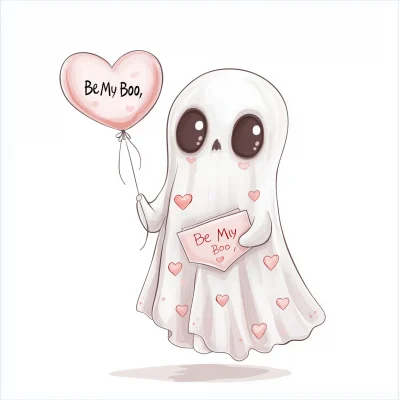 Cute Ghost with Hearts