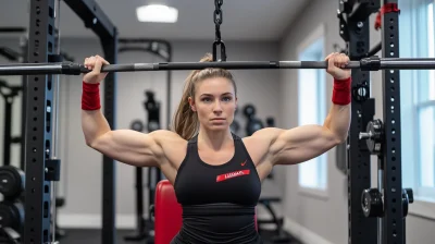 Young Woman at Lat Pulldown Machine