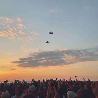 Crowd Enjoying Sunset