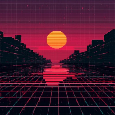 Retrowave Pixel Sunset