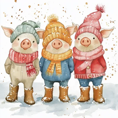 Adorable Christmas Pigs