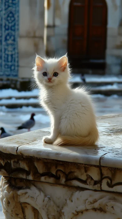 Turkish Angora Kitten at the Blue Mosque