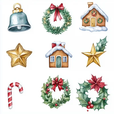 Festive Watercolor Icon Set