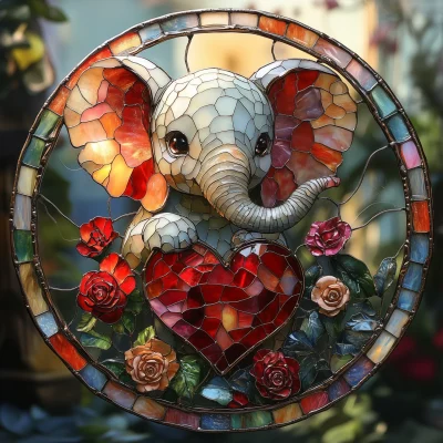 Colorful Elephant with Roses