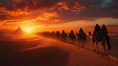 Desert Caravan at Sunset