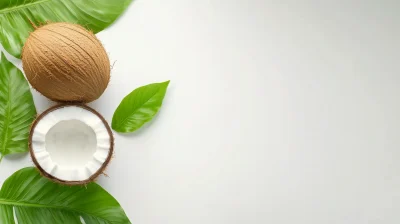 Half Coconut with Leaves