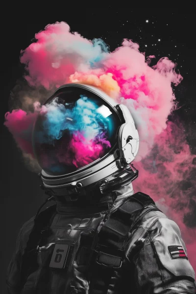 Astronaut in Colorful Clouds