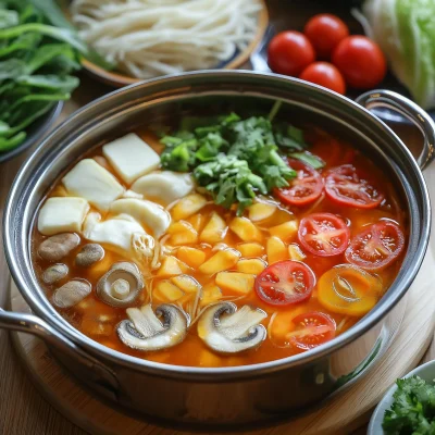 Colorful Vegetarian Mushroom Hot Pot