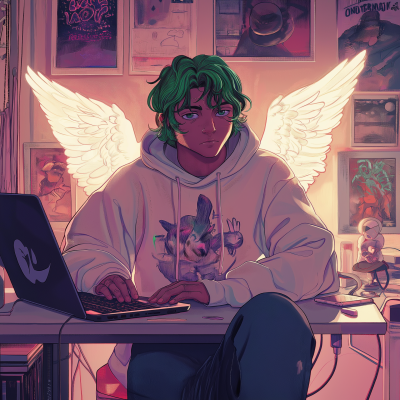 Pepe in Synthwave Room