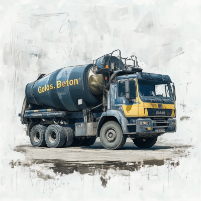 Abstract Concrete Mixer Trucks