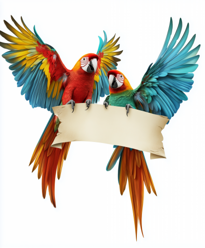 Parrots with Banner