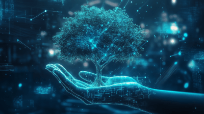 Cyber Tech Hand Holding Tree