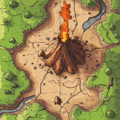 Volcano Tabletop Game Map