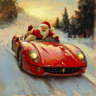 Santa Claus in a Ferrari