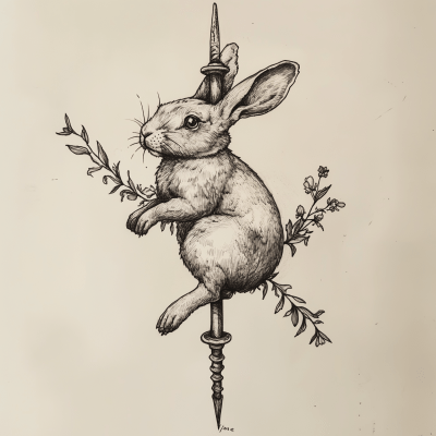 Victorian Rabbit Tattoo