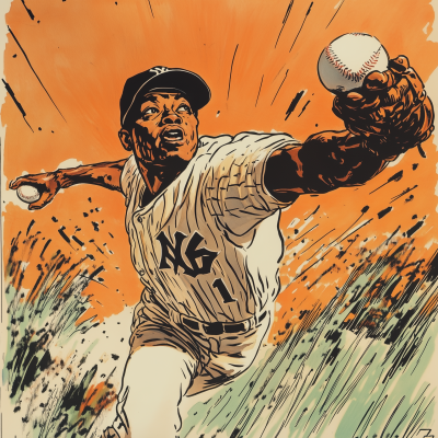 Willie Mays Making a Catch
