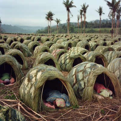 People Sleeping in Organic Cocoons