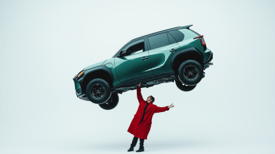 Influencer Pretending to Lift a Car