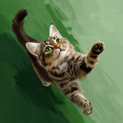 Playful Cat on Abstract Background