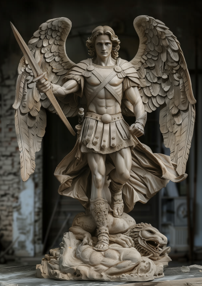 Realistic Saint Michael Statue