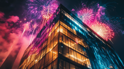 Fireworks Over Glass Office