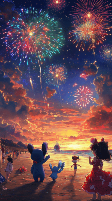 Beach Party with Iconic Characters