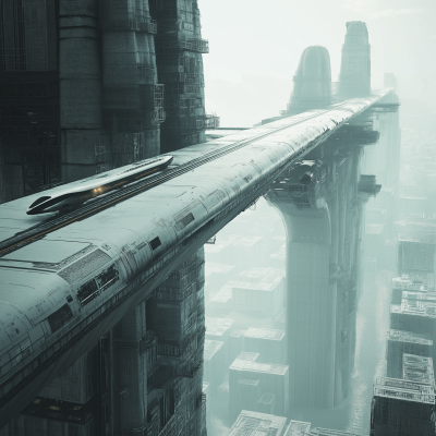 Futuristic City with Cosmic Train