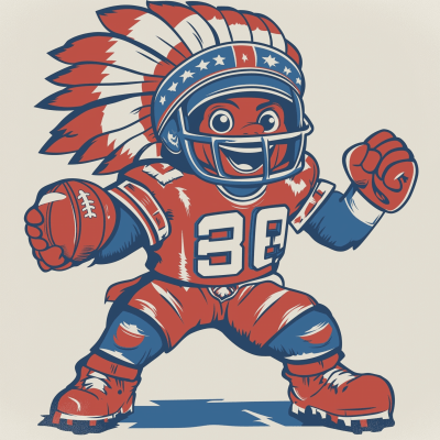 Native American Warrior in Football Uniform