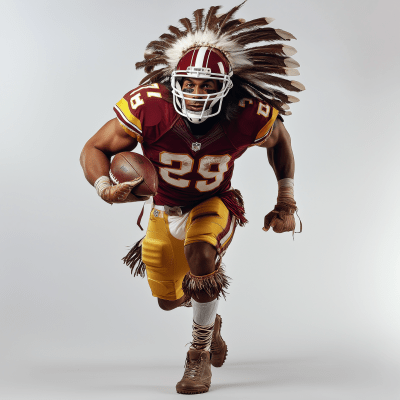 Native American Warrior in Football Uniform