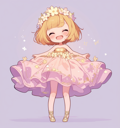 Charming Princess in Chibi Style