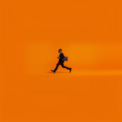Comical Businessman Running