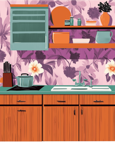 Purple Kitchen Interior