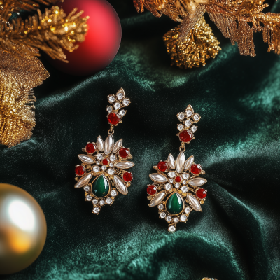 Christmas Earrings on Velvet