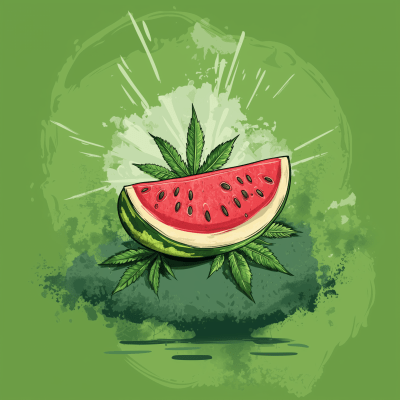 Cartoon Watermelon and Leaves