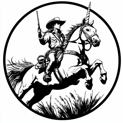 Cowgirl on Unicorn Stencil