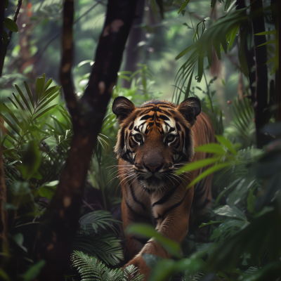 Prowling Bengal Tiger in the Jungle