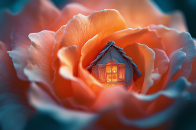 Microscopic House in a Rose