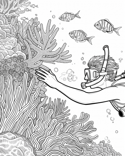 Underwater Snorkeling Coloring Page