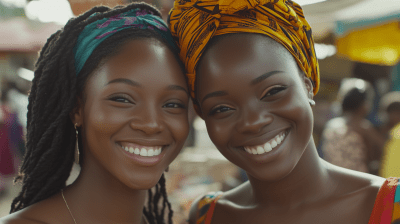 Smiling Women in West African Market