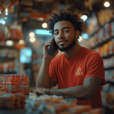 Store Keeper on the Phone