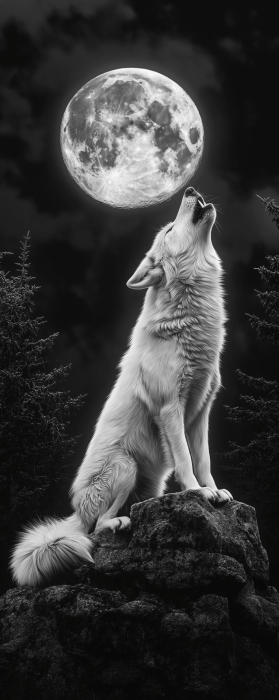 Howling White Wolf