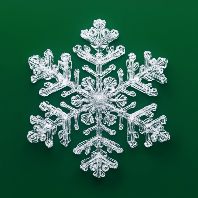 Detailed Snowflake on Green