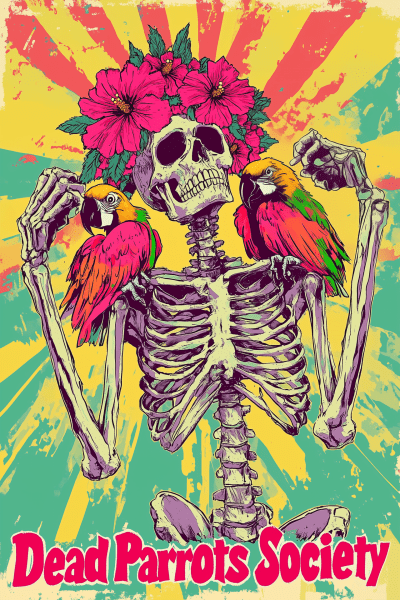 Colorful Skeleton and Macaw