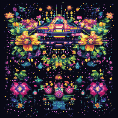 Retro Floral Space Invaders