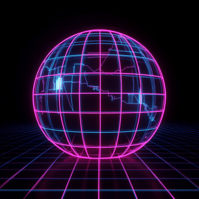 Neon Poly Globe