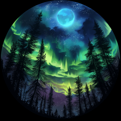 Aurora Night Silhouettes